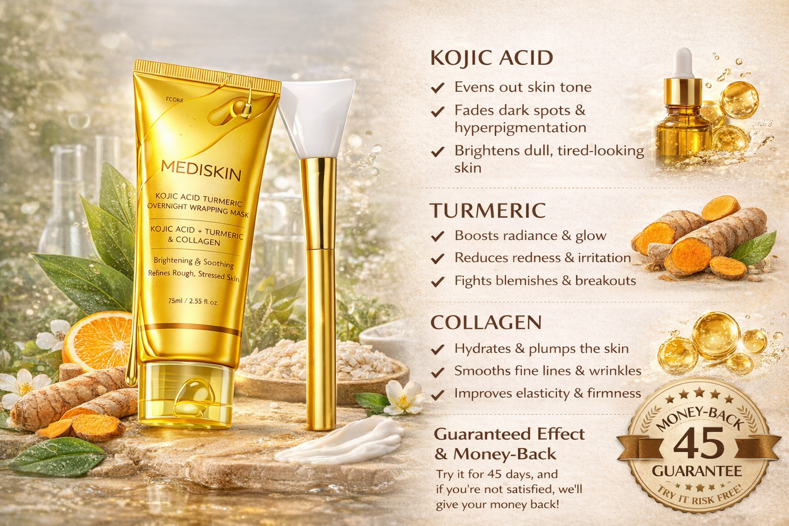 Mediskin Turmeric Overnight Wrapping Face Mask
